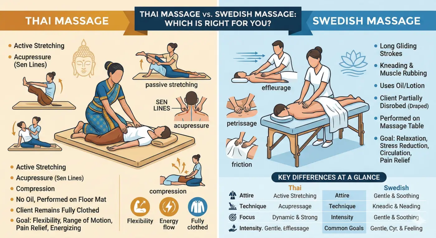 Thai Massage vs Swedish Massage: Which Is Right for You? 1 Thai Massage vs Swedish Massage: Which Is Right for