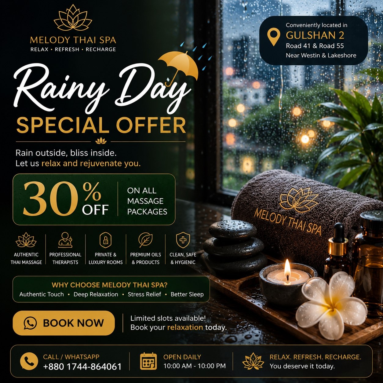 30% OFF all massage services at Melody Thai Spa